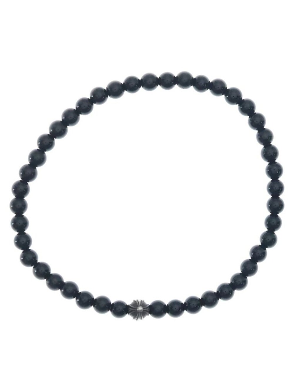 Chrome Hearts 4 Bead CH Cross Ball Bracelet Silver Black